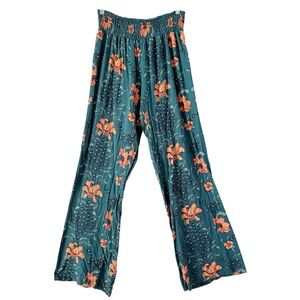 O’Neil Elastic Waist Floral Wide-Leg Pants Size Large